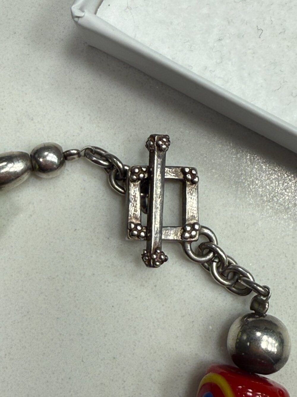 SILPADA-Sterling Silver Art Glass Lamp Work Toggle Bracelet B0871 RETIRED 7.75" - Picture 2 of 5